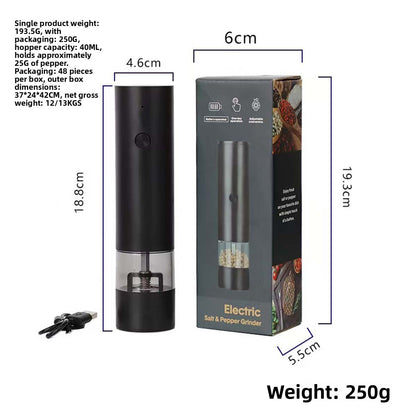 Electric Pepper Grinder Adjustable Coarseness Stainless Steel Blades
