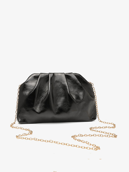 Womens Pleated Chain Crossbody Bag