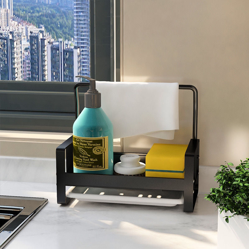 Kitchen Sink Caddy Organizer with Drain Tray and Rack