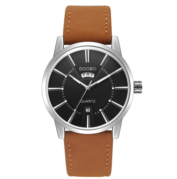 Fashionable Men's Waterproof Calendar Leather Watch