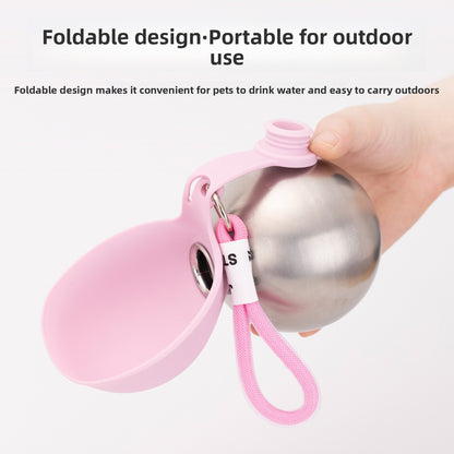 Collapsible Stainless Steel Pet Water Bowl