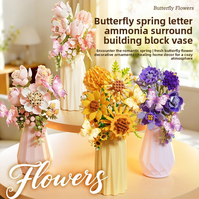 DIY Building Block Flower Bouquet with Vase