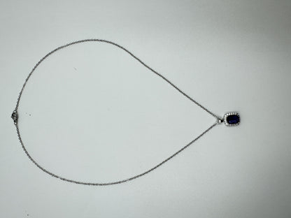 Square Zircon Geometric Necklace with Cross Chain