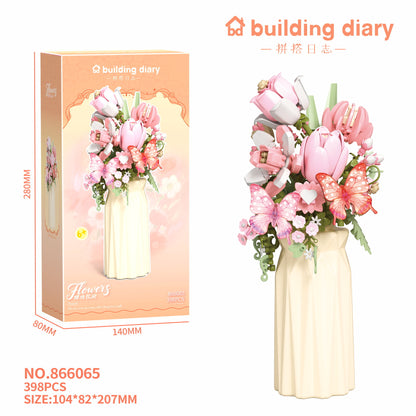 DIY Building Block Flower Bouquet with Vase
