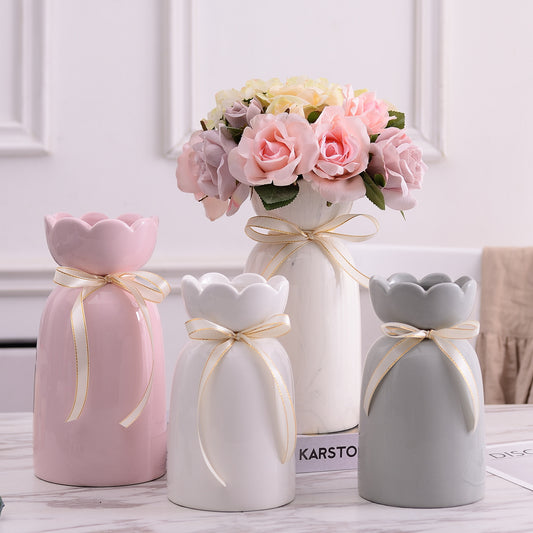Modern Flower Vase with Marble Pattern
