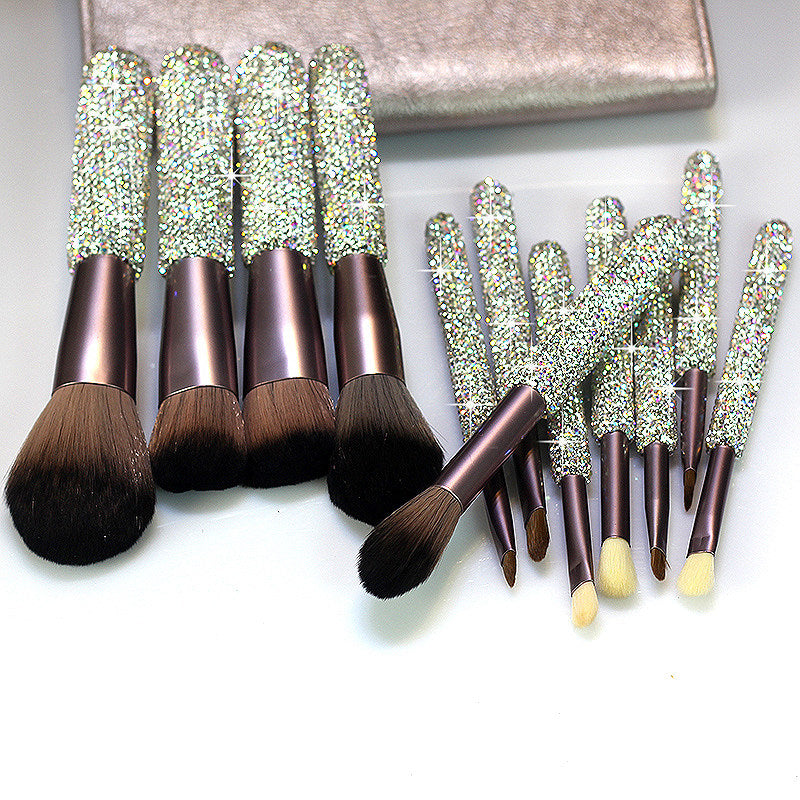 Diamond Makeup Brush Set 12Pcs with Rhinestone Handles