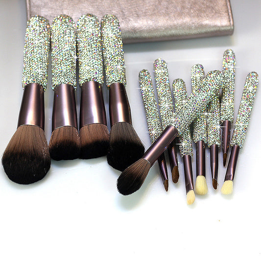 Diamond Makeup Brush Set 12Pcs with Rhinestone Handles