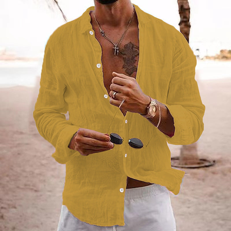 Cotton-linen long-sleeve shirt