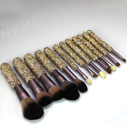 Diamond Makeup Brush Set 12Pcs with Rhinestone Handles