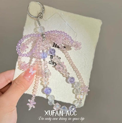 Purple Butterfly Beaded Mobile Phone Chain