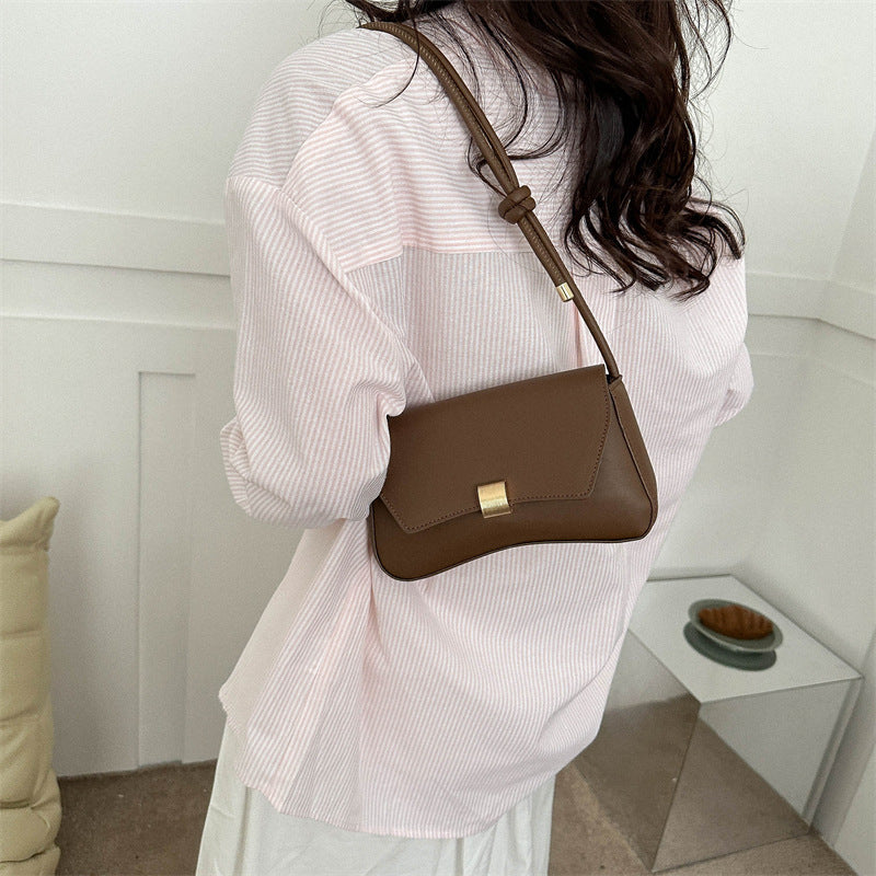 Solid Color Textured Shoulder Bag