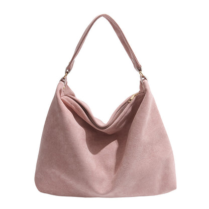 Retro Suede Shoulder Tote Bag