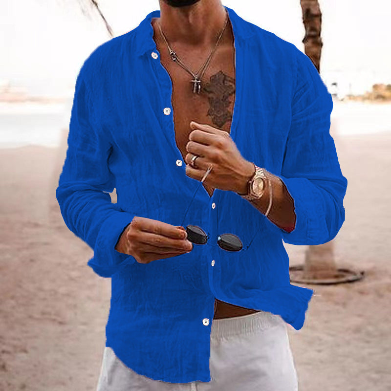 Cotton-linen long-sleeve shirt
