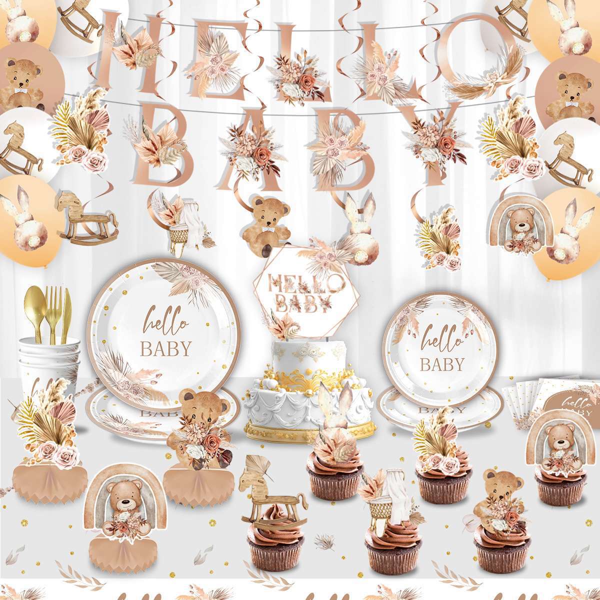 Bohemian Baby Shower Party Supplies Set - RAINSTAR