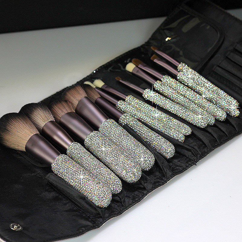 Diamond Makeup Brush Set 12Pcs with Rhinestone Handles