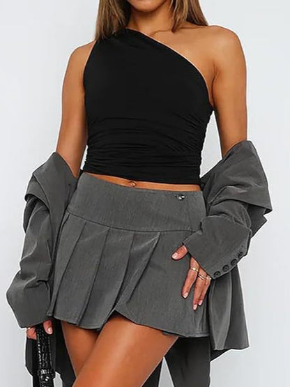 Womens Slanted Shoulder Tops