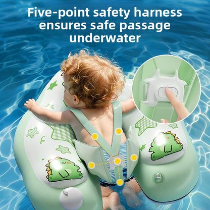 Inflatable Baby Swimming Ring with Canopy Sunshade Anti-Rollover Underarm Support for Children