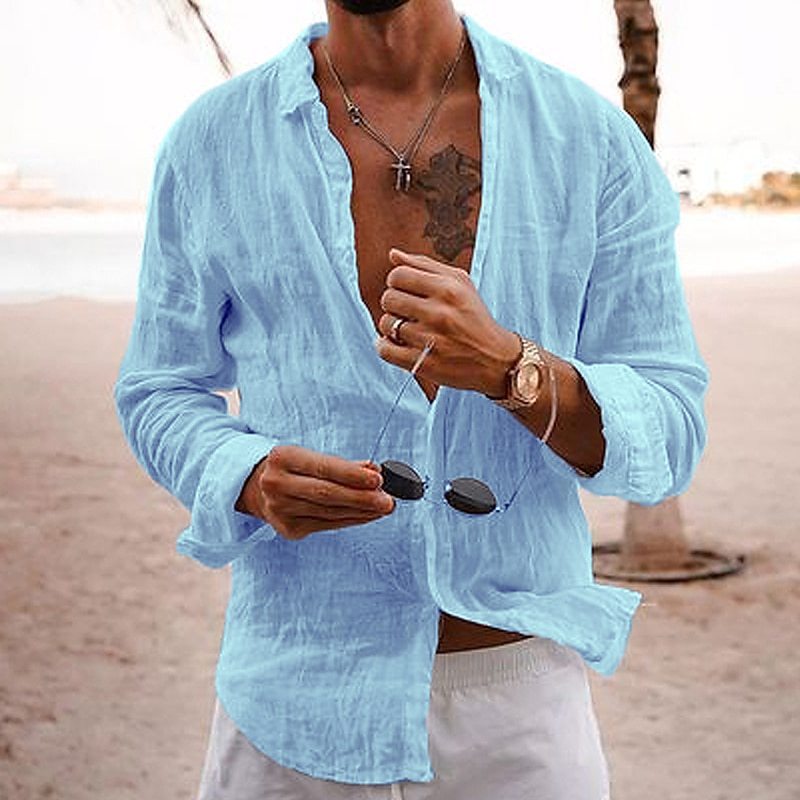 Cotton-linen long-sleeve shirt