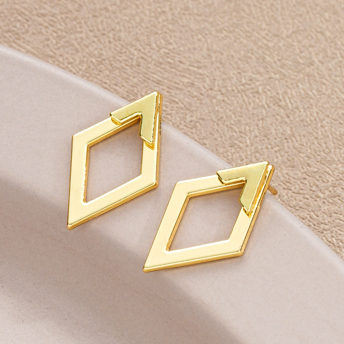 Rhombus Double Layer Alloy Earrings