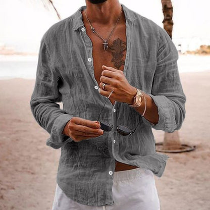 Cotton-linen long-sleeve shirt