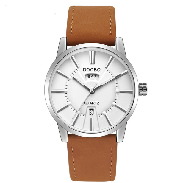 Fashionable Men's Waterproof Calendar Leather Watch