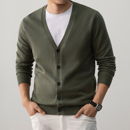 Men's V-Neck Cardigan Sweater Loose Fit Knit Sweater