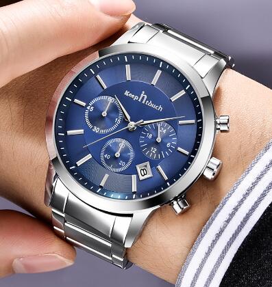 Fashionable Men's Waterproof Calendar Leather Watch