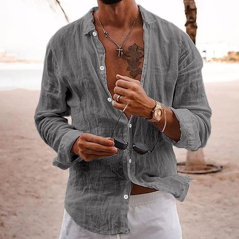 Cotton-linen long-sleeve shirt - RAINSTAR