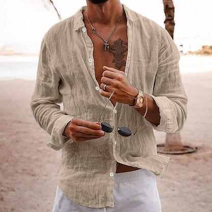 Cotton-linen long-sleeve shirt - RAINSTAR