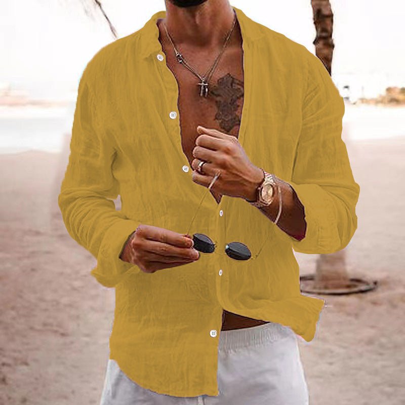 Cotton-linen long-sleeve shirt - RAINSTAR