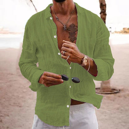 Cotton-linen long-sleeve shirt - RAINSTAR