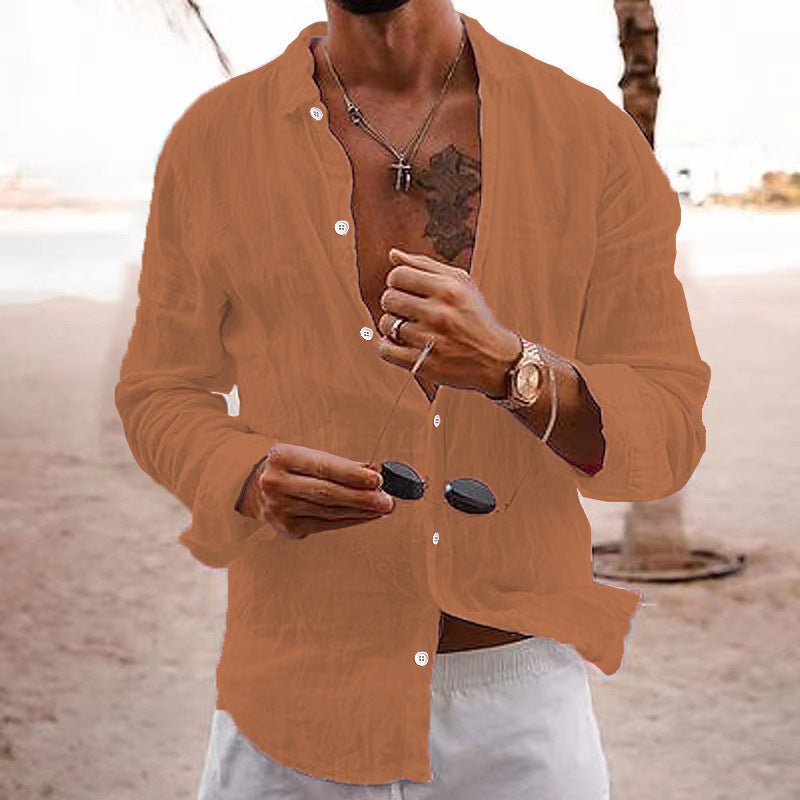 Cotton-linen long-sleeve shirt - RAINSTAR