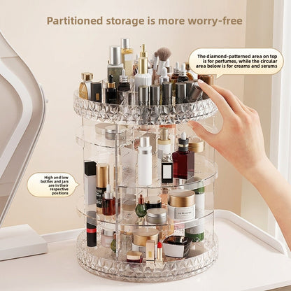 Rotating Makeup Storage Box Transparent Desktop Organizer