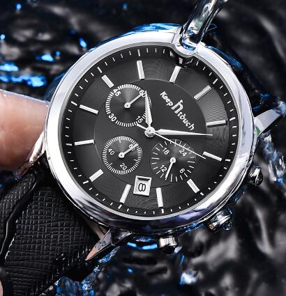 Fashionable Men's Waterproof Calendar Leather Watch