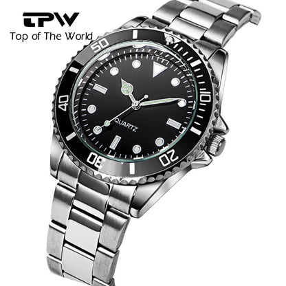 Stylish Waterproof Men's Quartz Watch with Steel Band