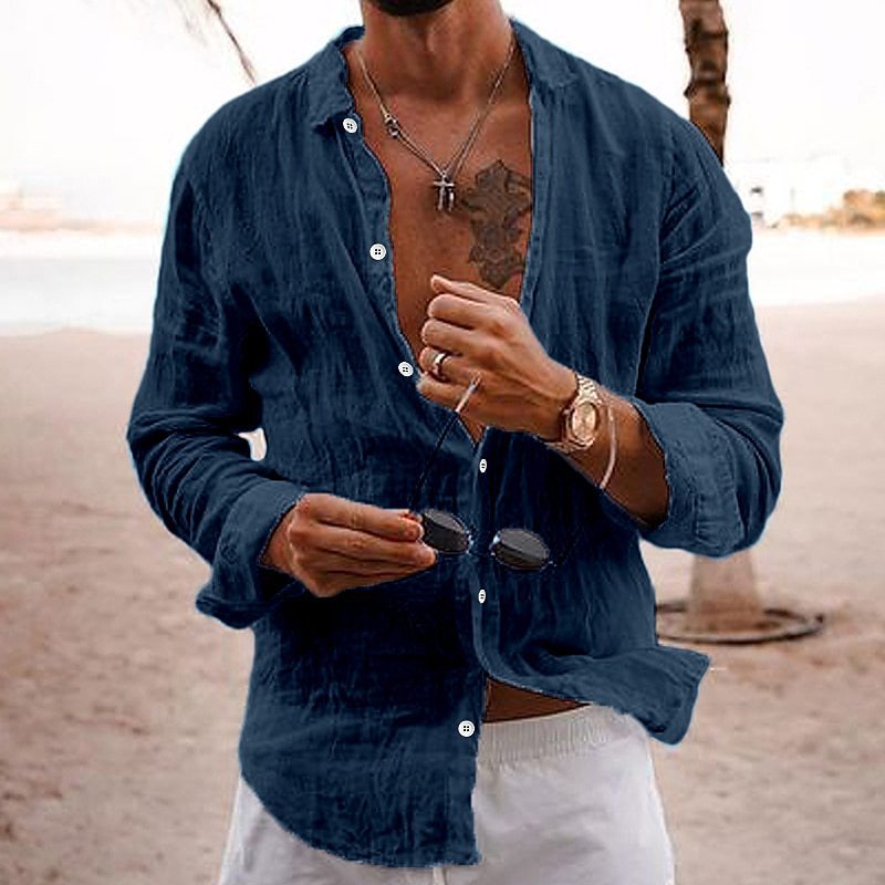 Cotton-linen long-sleeve shirt