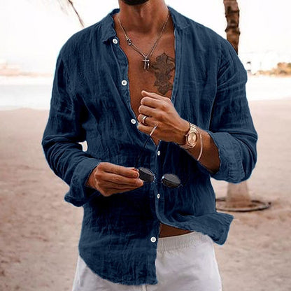 Cotton-linen long-sleeve shirt