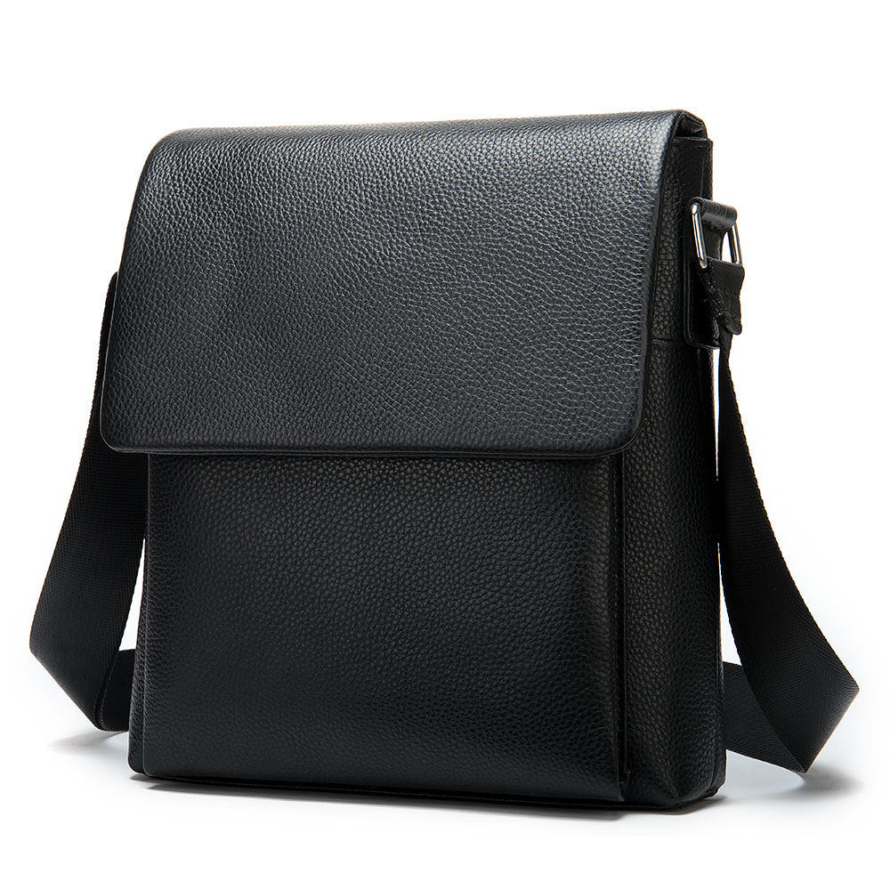 Cowhide Men's Shoulder Bag, Casual Cowhide Flap-Style Shoulder Bag for Men, Trendy and Versatile Commuter Crossbody Bag
