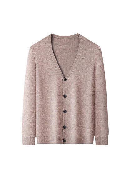 Men's V-Neck Cardigan Sweater Loose Fit Knit Sweater
