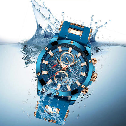 Fashionable Waterproof Three-Eye Quartz Men's Watch