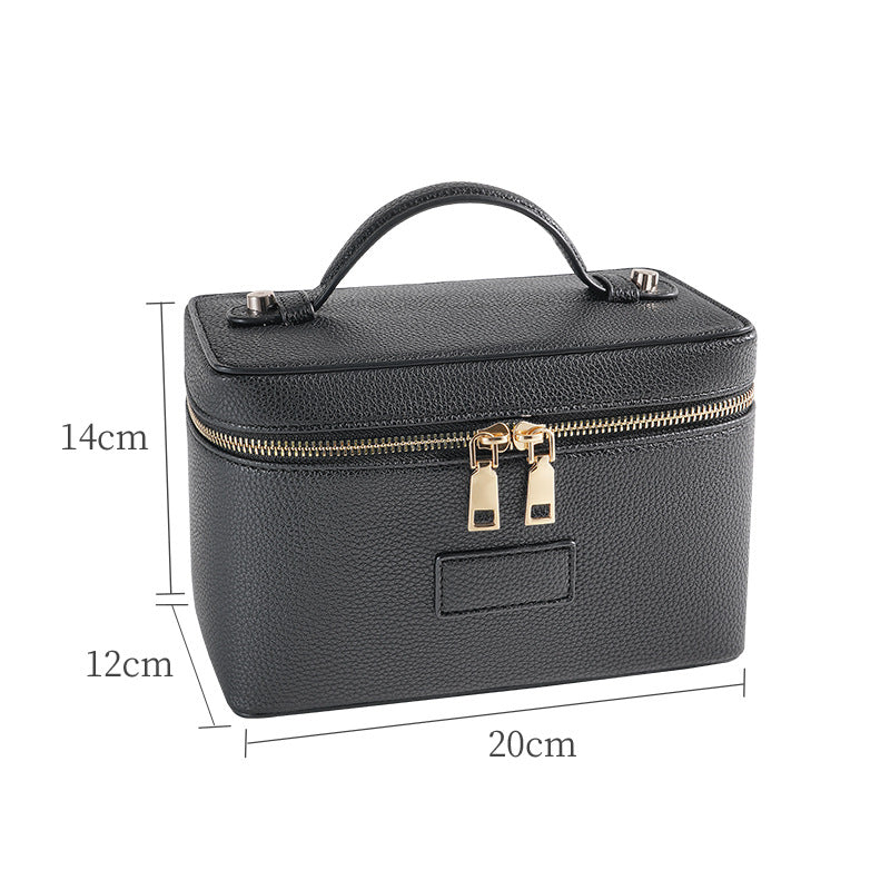 Partitioned PU Leather Travel Makeup Bag