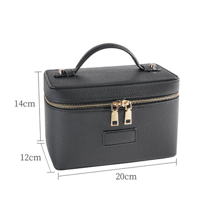 Partitioned PU Leather Travel Makeup Bag