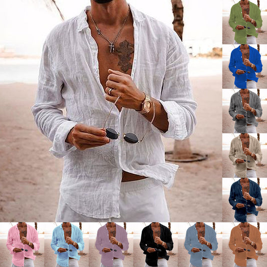 Cotton-linen long-sleeve shirt