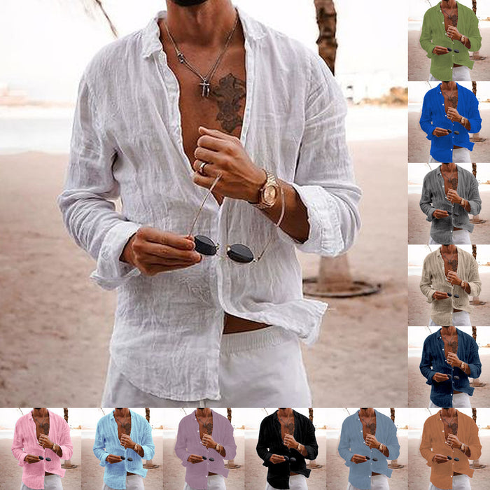 Cotton-linen long-sleeve shirt