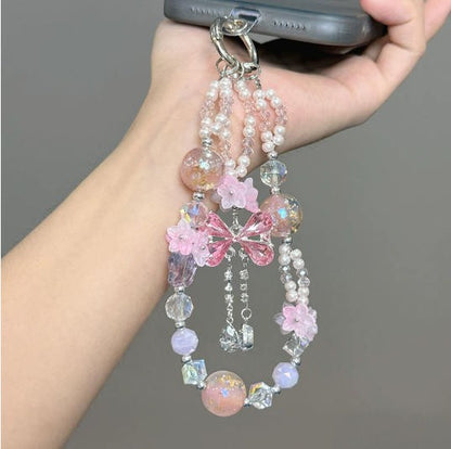 Purple Butterfly Beaded Mobile Phone Chain