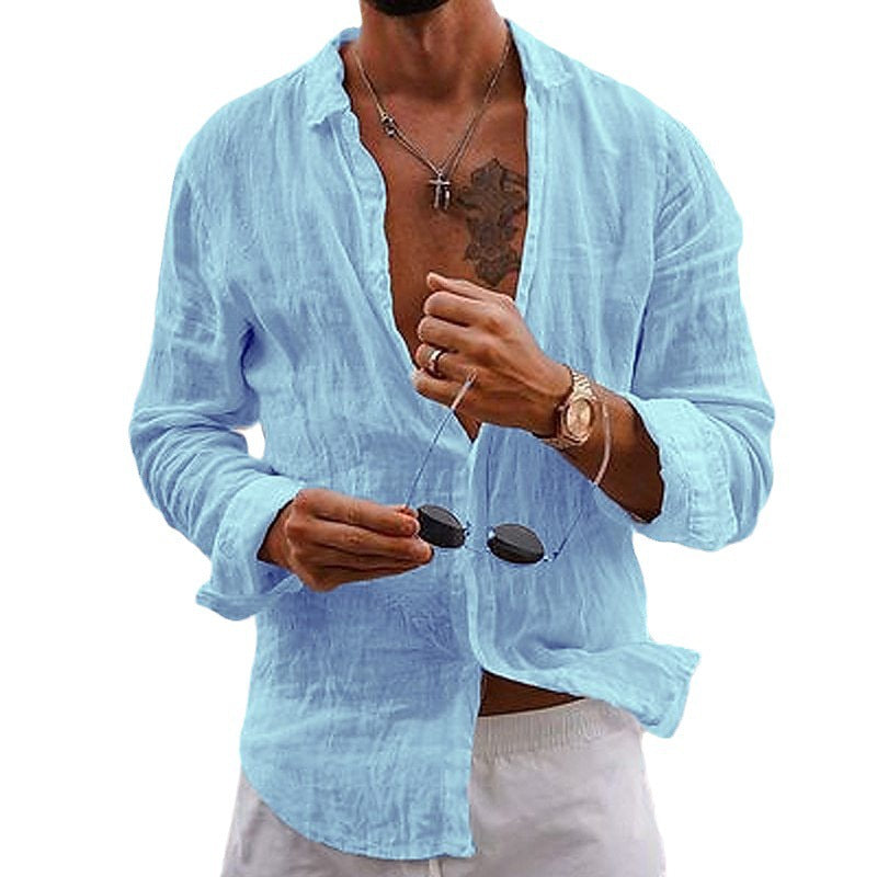 Cotton-linen long-sleeve shirt