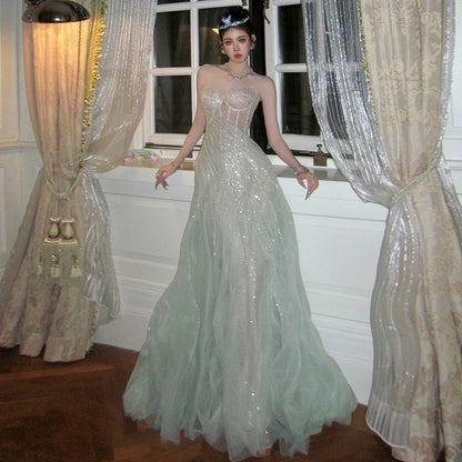 French Evening Dress Autumn New Banquet Tube