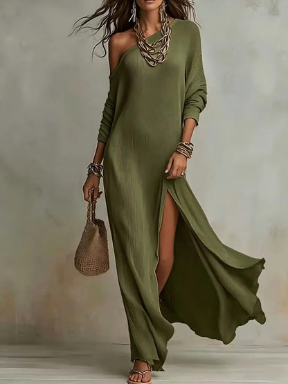 Elegant Long Sleeve Pleated Dress
