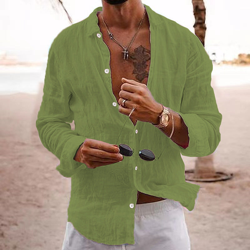 Cotton-linen long-sleeve shirt