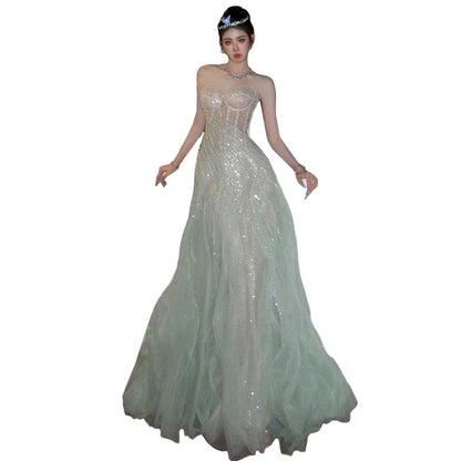 French Evening Dress Autumn New Banquet Tube